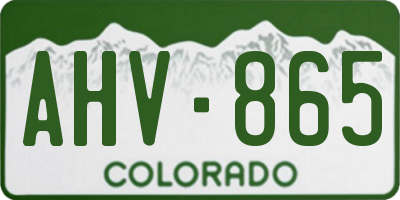 CO license plate AHV865