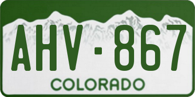 CO license plate AHV867