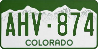 CO license plate AHV874