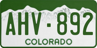 CO license plate AHV892