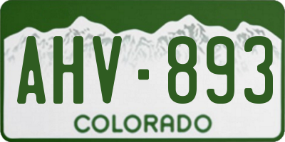 CO license plate AHV893