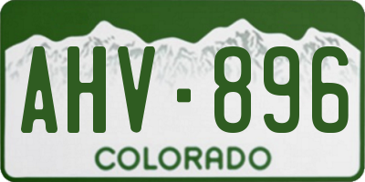 CO license plate AHV896