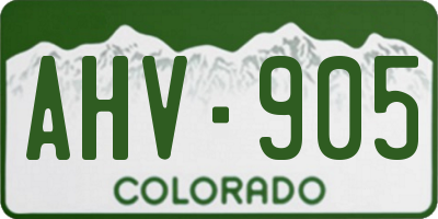 CO license plate AHV905