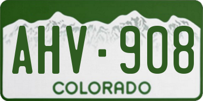 CO license plate AHV908