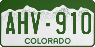 CO license plate AHV910