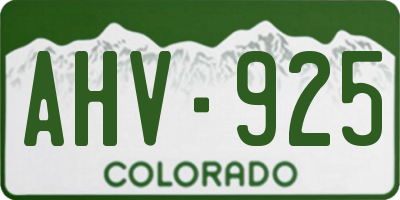 CO license plate AHV925