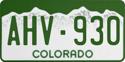 CO license plate AHV930