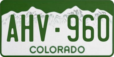 CO license plate AHV960