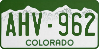 CO license plate AHV962