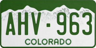 CO license plate AHV963