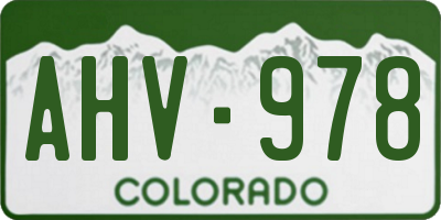CO license plate AHV978