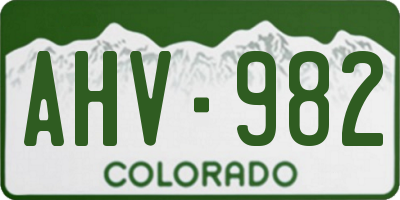 CO license plate AHV982