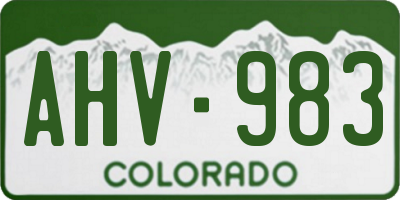 CO license plate AHV983