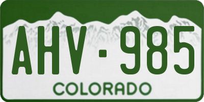 CO license plate AHV985
