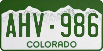CO license plate AHV986