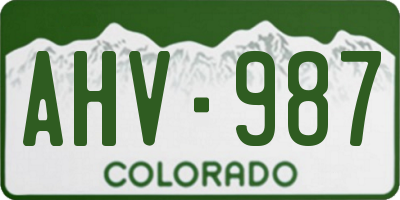 CO license plate AHV987