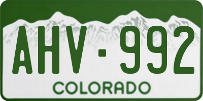 CO license plate AHV992