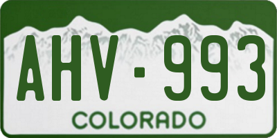 CO license plate AHV993