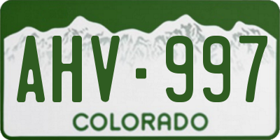 CO license plate AHV997