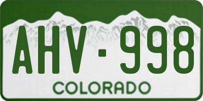CO license plate AHV998