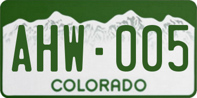CO license plate AHW005