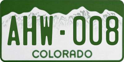 CO license plate AHW008