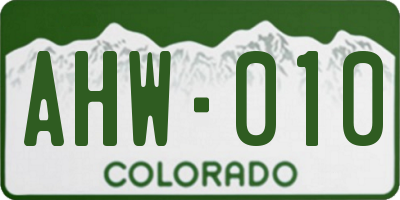 CO license plate AHW010