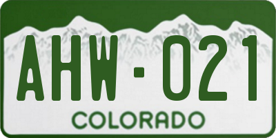 CO license plate AHW021