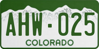 CO license plate AHW025
