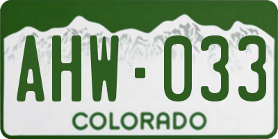 CO license plate AHW033