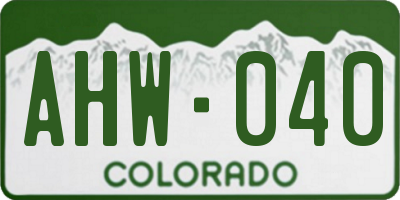 CO license plate AHW040