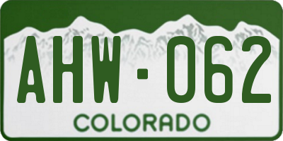 CO license plate AHW062