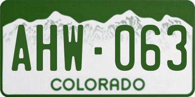 CO license plate AHW063