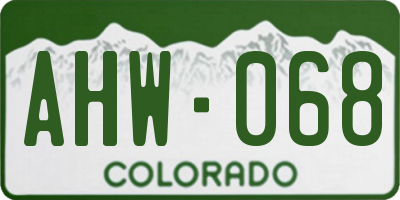 CO license plate AHW068