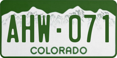 CO license plate AHW071