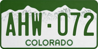 CO license plate AHW072