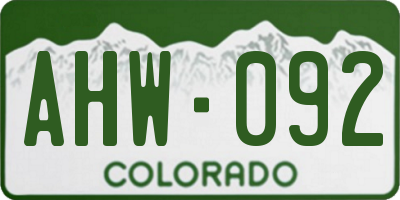 CO license plate AHW092
