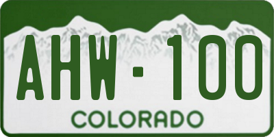 CO license plate AHW100