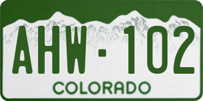 CO license plate AHW102