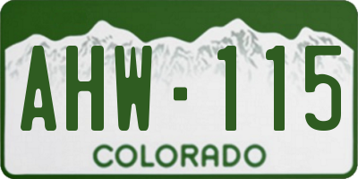 CO license plate AHW115