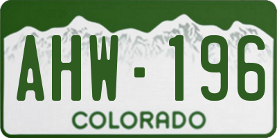 CO license plate AHW196