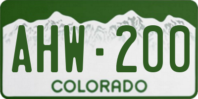 CO license plate AHW200
