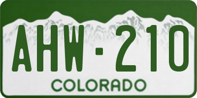 CO license plate AHW210