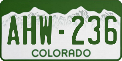 CO license plate AHW236