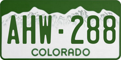 CO license plate AHW288