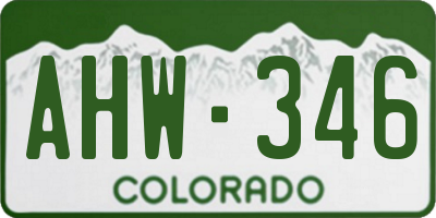 CO license plate AHW346