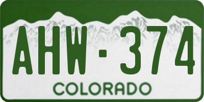 CO license plate AHW374