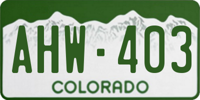 CO license plate AHW403