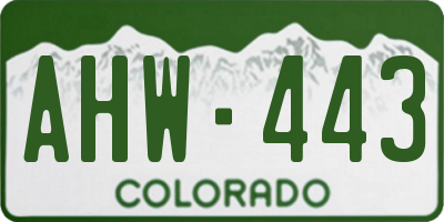 CO license plate AHW443