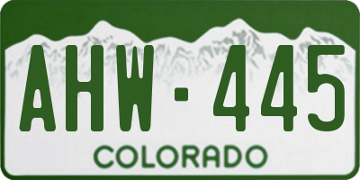 CO license plate AHW445